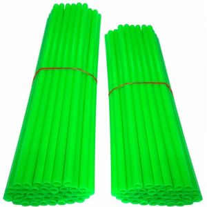 Cyclingcolors 80x COUVRE RAYON VERT FLUO ROUE AVANT ARRIERE JANTE TUBE PAILLE FENDUE 190MM 210MM VELO CYCLOMOTEUR MOTO CROSS ENDURO DIRT
