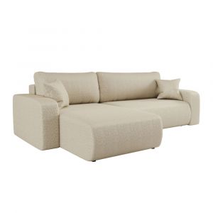 Loungitude Canapé d'angle max réversible, convertible en tissu bouclette - Beige