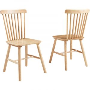 Lot de 2 chaises de salle à manger Karmoy bois d'hévéa 89 x 46 x 52 cm naturel [en.casa]