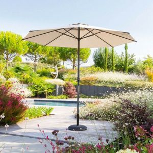 Image de Hesperide Parasol mat central rond 3m Loompa taupe - Taupe