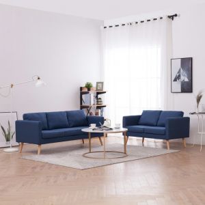 VidaXL Ensemble de canapé 2 pcs Tissu Bleu. Produit Neuf ! Garantie 0 ans !