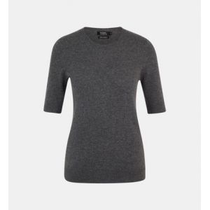 Galeries Lafayette Pull droit Difi femme cachemire manches courtes certifié Oeko-Tex standard 100 Gris G