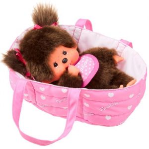 Monchhichi Fille et sac de transport 20 cm Poup&eacute;e Kiki dans un emballage cadeau