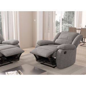 Image de LesTendances RELAX Fauteuil relaxation - Tissu gris - Style contemporain - L 86 x P 90 cm