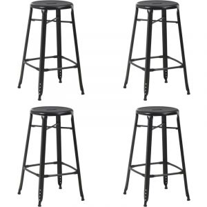 Image de VidaXL Tabourets de bar 4 pcs Noir Acier. Produit Neuf ! Garantie 0 ans !