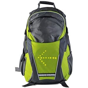 Sac à Dos 18L vert/gris à 48 LEDS pour Signaler sa Direction pour Vélo, trottinette... Télécommande, USB Rechargeable. Vend Français