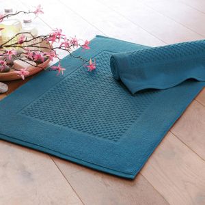 Lot de 2 tapis de bain GALAXI bleu canard en coton