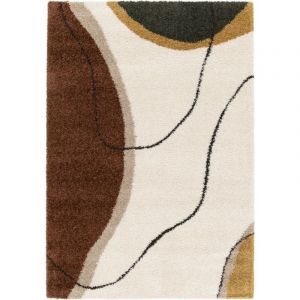 Bobochic Tapis shaggy lalou motif abstrait 200x290 Marron