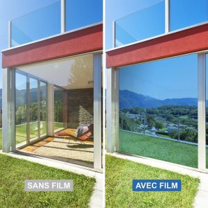 Image de Dimexact Film Miroir Sans Tain Adh&eacute;sif Pour Anti Regard, Pour Vitre Inf&eacute;rieure &Agrave; 1,2 M&sup2;, Bleu Glass, De L : 1.52 M X H : 10 M, En Rouleau