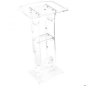 VEVOR Pupitre de Conf&eacute;rence 109 cm, Podium sur Pied en Acrylique, Lutrin pour Pr&eacute;sentation avec Large Surface de Lecture, Butoir de Livre et &Eacute;tag&egrave;re de Rangement, pour Bureau &Eacute;cole Mariage Concert