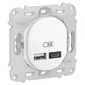 Schneider Electric Ovalis - prise USB double - type A+C -m&eacute;canisme seul - 5Vcc - 2,4A Blanc - S261401