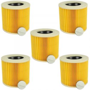 Vhbw Lot de 5x filtres à cartouche remplacement pour Kärcher kfi 3310, 9.755-260.0 pour aspirateur à sec ou humide - Filtre plissé, jaune