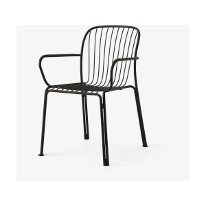 &tradition Chaise de jardin empilable avec accoudoires en acier noir chaud Thorvald SC95 - &trad