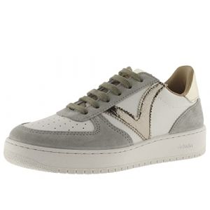 Victoria 1258222-WOMEN Basket Basse Madrid CROÛTE DE Cuir & DÉTAILS MÉTALLISÉS Plateau Femme Kaki 38