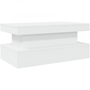 VidaXL Table Basse avec Lumières LED, Bout de Canapé, Table d'Appoint, Meuble de Salon Salle de Séjour Maison Intérieur, Moderne, Blanc