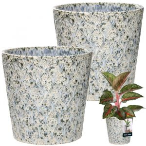 KOTARBAU Pot de fleurs vintage Cache-pot Céramique émaillée Bleu 12 cm Hauteur 13 cm - 2 pcs