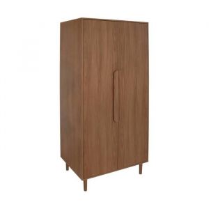 Armoire dressing effet bois de noyer 2 portes. &eacute;tag&egrave;res et penderie - L 80 x P 55 x H 180cm - Juliana