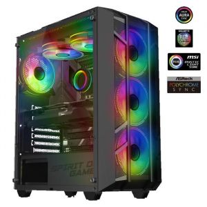 Spirit of Gamer Bo&icirc;tier PC Gamer - REBEL NX DARK - Noir - 4 Ventilateurs ARGB - Compatible ATX