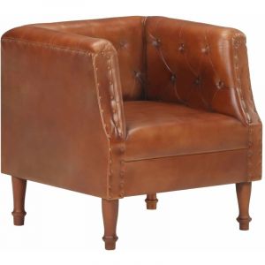 Image de VidaXL Fauteuil Cuir Véritable Marron