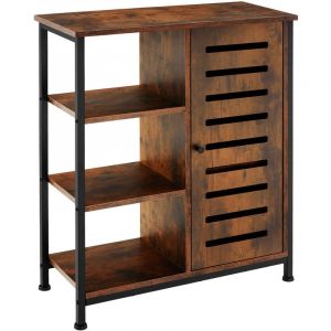 TecTake Buffet 71x32x82cm - bois foncé industriel - Charnière de porte à droite