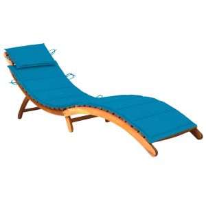 VidaXL Chaise longue de jardin avec coussin Bois d'acacia solide - Bleu