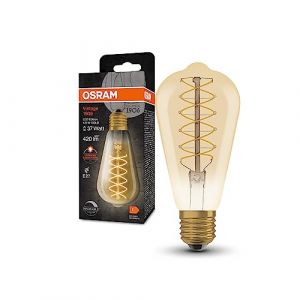 Osram Ampoule led Dimmable édition vintage, remplacement de 37 watts, E27, G95-Shape, 2200 Kelvin, Lumière de confort chaude, verre transparent,