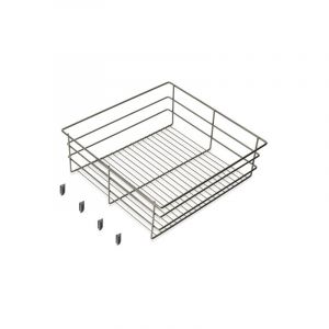 Emuca 7137552 Tiroir en fil métallique pour armoires et dressings Quartz, 440mm (M60), Acier, Titane