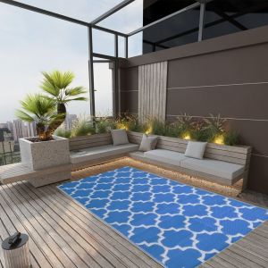VidaXL Tapis d'extérieur Noir 120x180 cm PP - Bleu