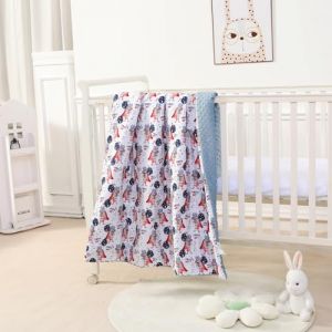 SUPERBE BEBE Couverture Bébé et Enfant Minky Douce en Coton Oeko Tex - 100x135 cm, 10 Coloris - Confort et Qualité - Plaid, Sieste, Maternelle - Cadeau Naissance Fille ou Garçon - Gris
