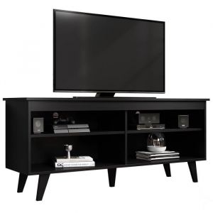Meuble TV - Madesa - 4 étagères 55 Pouces 136x38x58 - Bois Noir