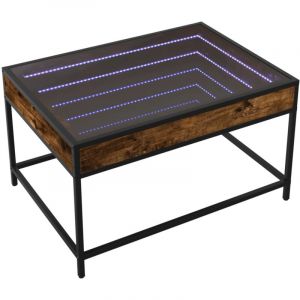 VidaXL Table basse avec LED infini chêne fumé 70x50x41 cm, table d'appoint, table de salon, table latérale, bout de canapé, table centrale