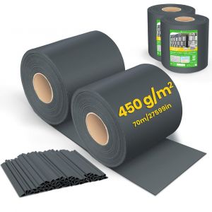VOUNOT Brise vue occultant PVC 450g/m2 19cm x 140m Anthracite