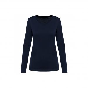 T-shirt manches longues suprima col V femme Kariban Premium