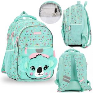Koala Turquoise sac à dos pour écolière avec réflecteurs 1 compartiment + 2 poches 40x29x20cm 23 l