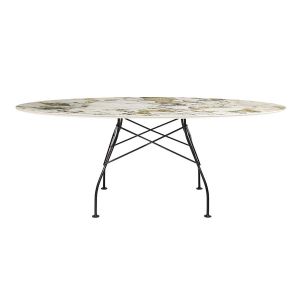 Kartell Table ovale GLOSSY MARBLE 192 x 118 cm (Symphonie - Grès finition Marbre et acier verni noir)