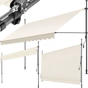 TecTake Store à pince sans perçage avec manivelle, réglable en hauteur - 400 x 180 cm, beige