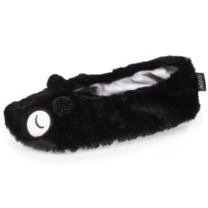 Isotoner Chaussons ballerines 3D Femme Panda Noir