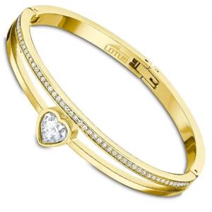 Lotus Jonc femme - Jonc coeur en acier dor&eacute; - Oxyde de zirconium - Jaune