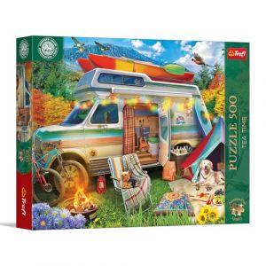 Trefl Premium Plus Quality - Puzzle Tea Time: Camper Van - 500 pi&egrave;ces, s&eacute;rie d'images nostalgiques peintes, pi&egrave;ces Parfaitement ajust&eacute;es, pour Adultes et Enfants &acirc;g&eacute;s de 10 Ans et Plus