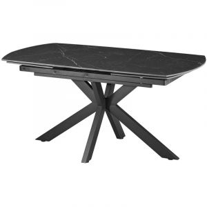 ARES - Table à manger extensible en pierre frittée et métal noir