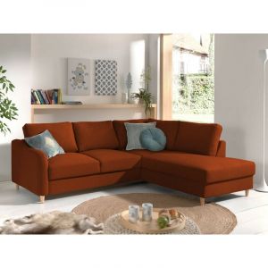 Will canapé d'angle convertible 5 places style scandinave droit Couleur Rouille