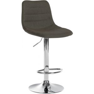 CLP Tabouret de bar ajustable pivotant en tissu Taupe