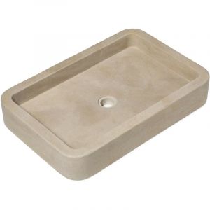 Vasque à poser rectangulaire pierre naturelle Atlas Beige 60x40x10 cm Adoucie