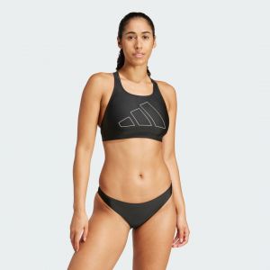Adidas Femme Big Bars Bikini Top, Black/White, M