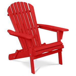 Privatefloor Chaise d'extérieur en bois avec accoudoirs - Chaise de jardin Adirondack - Adirondack Rouge