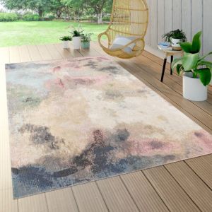 Paco Home - Tapis Exterieur Terrasse Salon Cuisine Vintage Motif Abstrait Pastel Beige Rose 120x170 cm