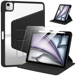 Coque + Verre Tremp&eacute; pour iPad Air 11'' 2025/2024 M3/M2, Protection Antichoc avec Porte-Stylet - Noir - E.F.Connection