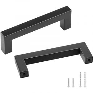 VEVOR 30PCS Poignée Meuble Armoire de Cuisine Carrée Acier Inox 96 mm Noir Mat