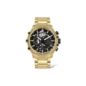 Police Montre l'homme de la PL.16018JSG-02M or collection en acier inoxydable Luang cadran noir