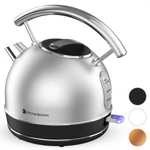 KitchenBrothers Bouilloire électrique - Retro - 1,7L - 2200W - acier inoxydable - Silver